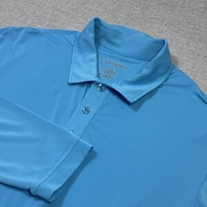 SanSoleil Polo Shirt Mens L Blue Polyester Spandex Long Sleeve Golf UPF50+